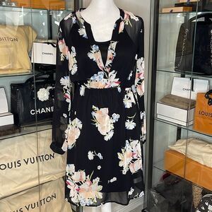 OLD NAVY | ✨NEW✨ Slip Dress With Sheer Floral Overlay Dress in Black